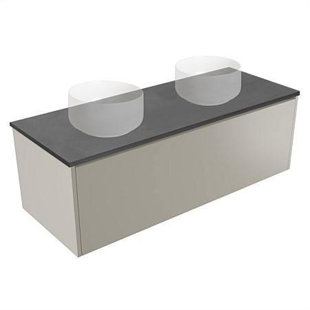 Elementi Sienna 1200mm Graphite Concrete Top Double Wall-Hung Vanity Dawn Grey