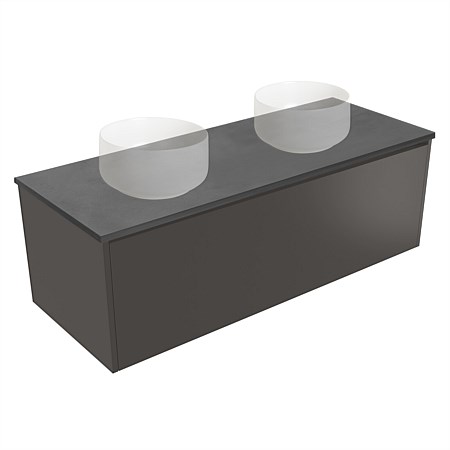 Elementi Sienna 1200mm Graphite Concrete Top Double Wall-Hung Vanity Bullet