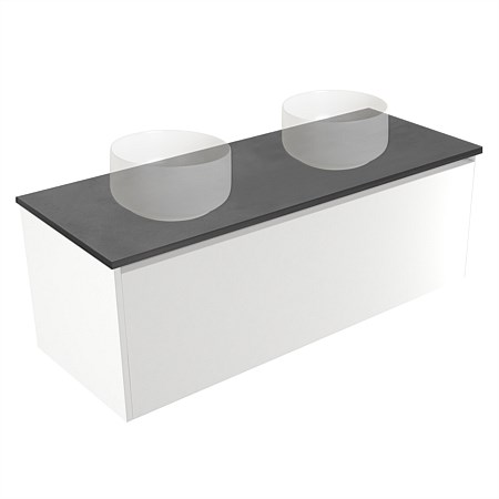Elementi Sienna 1200mm Graphite Concrete Top Double Wall-Hung Vanity White Gloss