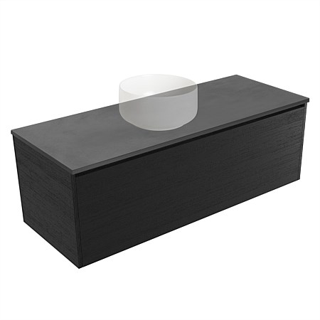 Elementi Sienna 1200mm Graphite Concrete Top Wall-Hung Vanity Black Timberland