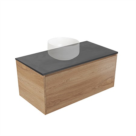 Elementi Sienna 900mm Graphite Concrete Top Wall-Hung Vanity Southern Oak Timberland