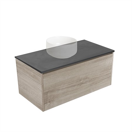 Elementi Sienna 900mm Graphite Concrete Top Wall-Hung Vanity Ashen Walnut Timberland