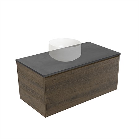 Elementi Sienna 900mm Graphite Concrete Top Wall-Hung Vanity Smokey Oak Timberland