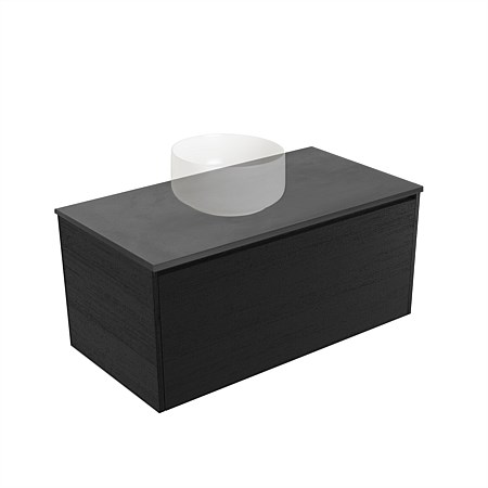 Elementi Sienna 900mm Graphite Concrete Top Wall-Hung Vanity Black Timberland