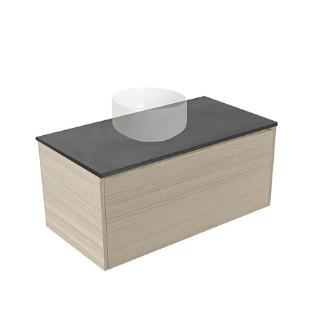 Elementi Sienna 900mm Graphite Concrete Top Wall-Hung Vanity Seasoned Oak
