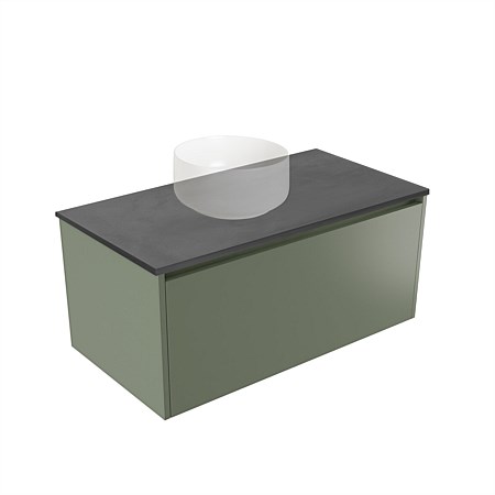 Elementi Sienna 900mm Graphite Concrete Top Wall-Hung Vanity Green Slate
