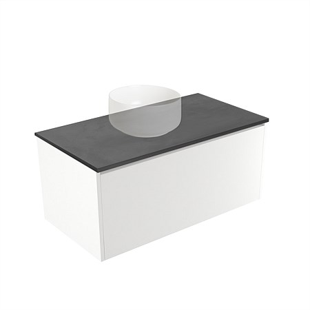 Elementi Sienna 900mm Graphite Concrete Top Wall-Hung Vanity White Gloss