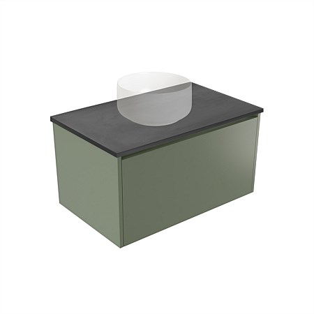 Elementi Sienna 750mm Graphite Concrete Top Wall-Hung Vanity Green Slate
