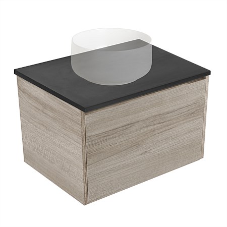 Elementi Sienna 600mm Graphite Concrete Top Wall-Hung Vanity Ashen Walnut Timberland