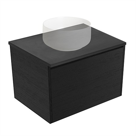 Elementi Sienna 600mm Graphite Concrete Top Wall-Hung Vanity Black Timberland