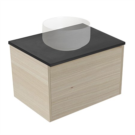 Elementi Sienna 600mm Graphite Concrete Top Wall-Hung Vanity Seasoned Oak