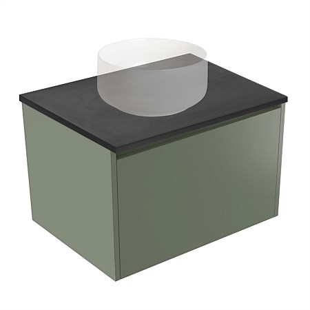 Elementi Sienna 600mm Graphite Concrete Top Wall-Hung Vanity Green Slate