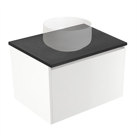 Elementi Sienna 600mm Graphite Concrete Top Wall-Hung Vanity White Gloss