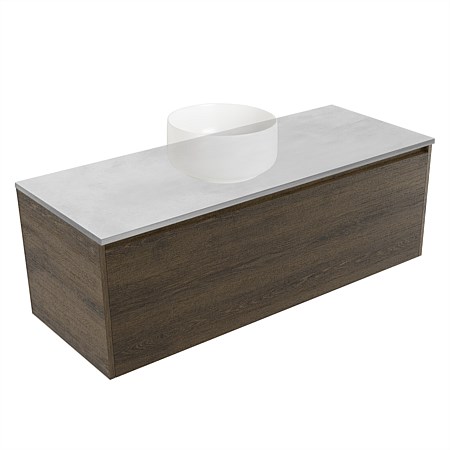 Elementi Sienna 1200mm Grey Concrete Top Wall-Hung Vanity Smokey Oak Timberland