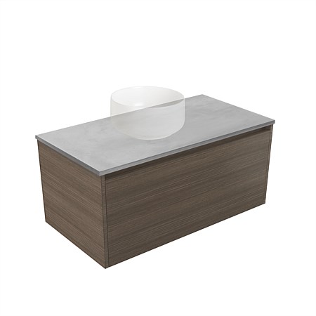 Elementi Sienna 900mm Grey Concrete Top Wall-Hung Vanity Charred Oak
