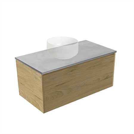 Elementi Sienna 900mm Grey Concrete Top Wall-Hung Vanity French Oak Velvet