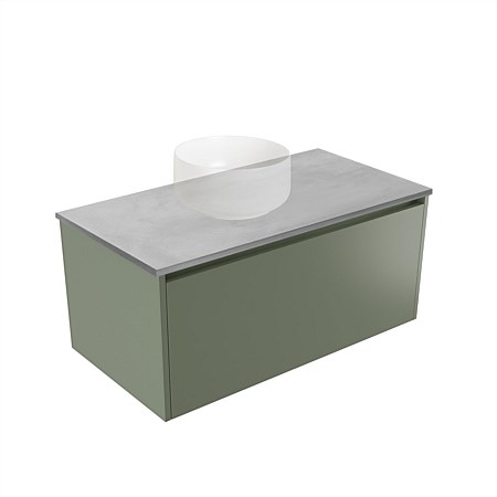 Elementi Sienna 900mm Grey Concrete Top Wall-Hung Vanity Green Slate