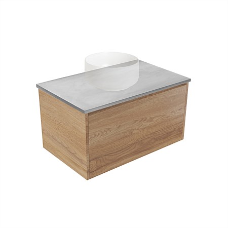 Elementi Sienna 750mm Grey Concrete Top Wall-Hung Vanity Southern Oak Timberland