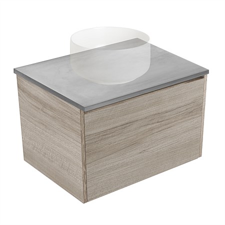 Elementi Sienna 600mm Grey Concrete Top Wall-Hung Vanity Ashen Walnut Timberland