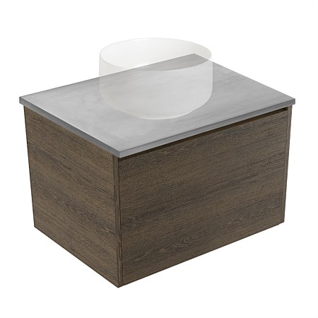 Elementi Sienna 600mm Grey Concrete Top Wall-Hung Vanity Smokey Oak Timberland