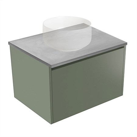 Elementi Sienna 600mm Grey Concrete Top Wall-Hung Vanity Green Slate