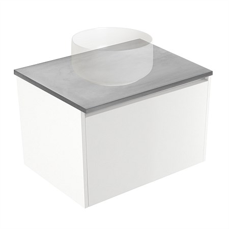 Elementi Sienna 600mm Grey Concrete Top Wall-Hung Vanity White Gloss
