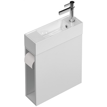 St Michel Spin Wall-Hung Vanity 450mm with Toilet Roll and Towel Hook White Velvet