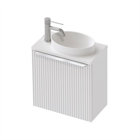 St Michel Flo 22 Benchtop 400mm Wall-Hung Vanity with Joy Basin White Satin