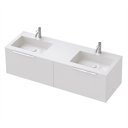 St Michel Flo 50 1500mm Double Basin Wall-Hung Vanity White Satin