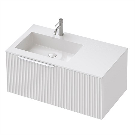 St Michel Flo 50 900mm Wall-Hung Vanity with LH Basin White Satin