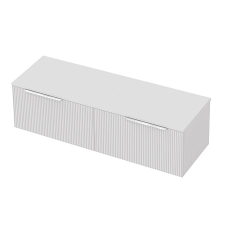 St Michel Flo 50 Benchtop 1500mm 2 Drawer Wall-Hung Vanity White with Cherry Pie Top Double Basin