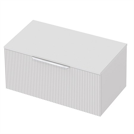 St Michel Flo 50 Benchtop 900mm Wall-Hung Vanity White with Cherry Pie Top Centre Basin