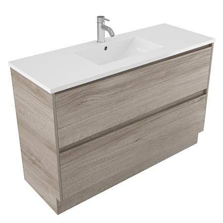 Elementi Sienna 1200mm 2 Drawer Vitreous China Vanity Ashen Walnut Timberland