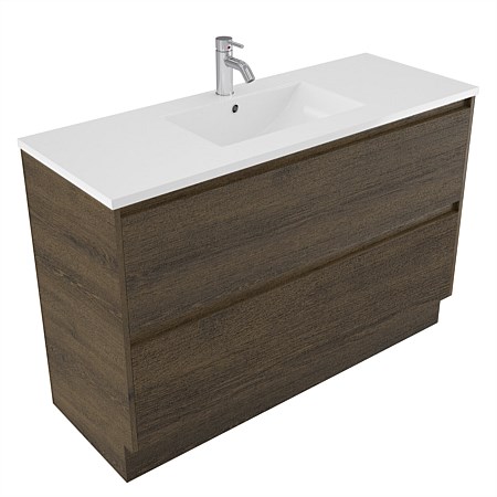 Elementi Sienna 1200mm 2 Drawer Vitreous China Vanity Smokey Oak Timberland