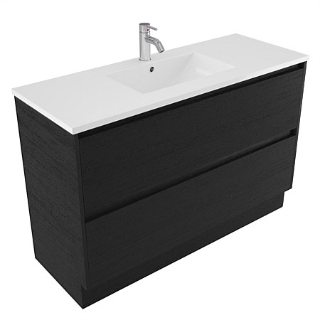 Elementi Sienna 1200mm 2 Drawer Vitreous China Vanity Black Timberland