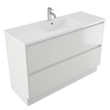 Elementi Sienna 1200mm 2 Drawer Vitreous China Vanity White Gloss