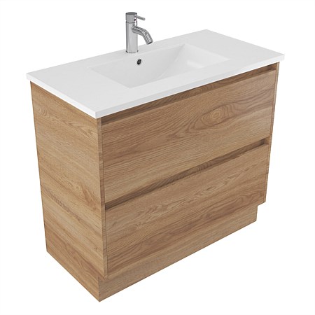 Elementi Sienna 900mm 2 Drawer Vitreous China Vanity Southern Oak Timberland