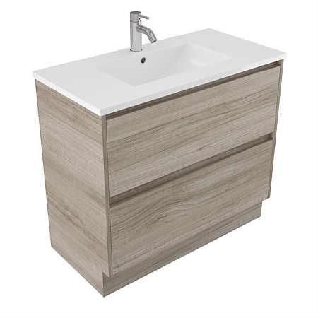 Elementi Sienna 900mm 2 Drawer Vitreous China Vanity Ashen Walnut Timberland