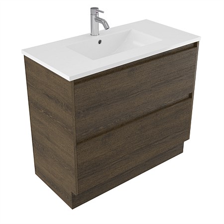 Elementi Sienna 900mm 2 Drawer Vitreous China Vanity Smokey Oak Timberland