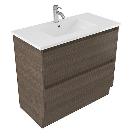 Elementi Sienna 900mm 2 Drawer Vitreous China Vanity Charred Oak