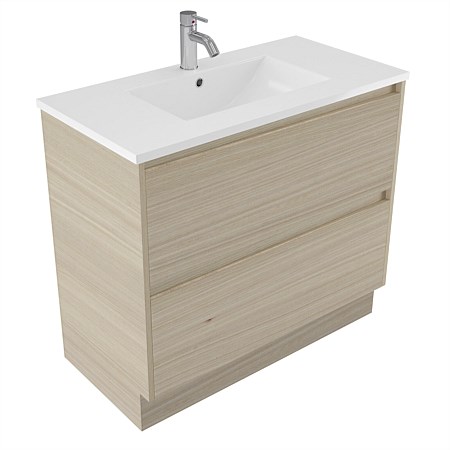Elementi Sienna 900mm 2 Drawer Vitreous China Vanity Seasoned Oak