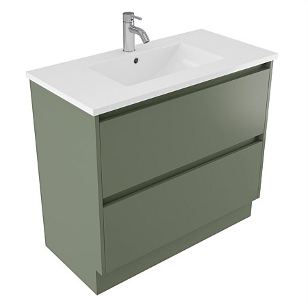 Elementi Sienna 900mm 2 Drawer Vitreous China Vanity Green Slate