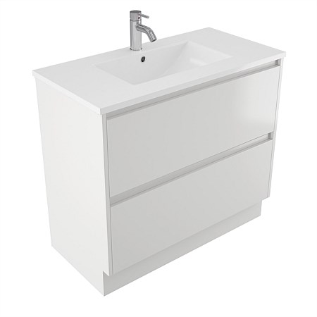 Elementi Sienna 900mm 2 Drawer Vitreous China Vanity White Gloss