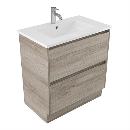 Elementi Sienna 750mm 2 Drawer Vitreous China Vanity Ashen Walnut Timberland