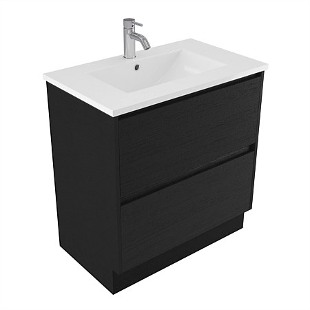 Elementi Sienna 750mm 2 Drawer Vitreous China Vanity Black Timberland