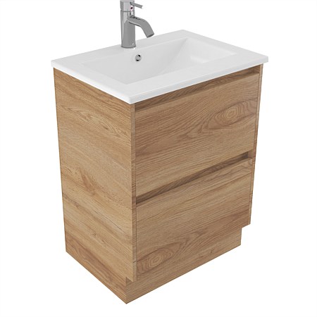 Elementi Sienna 600mm 2 Drawer Vitreous China Vanity Southern Oak Timberland