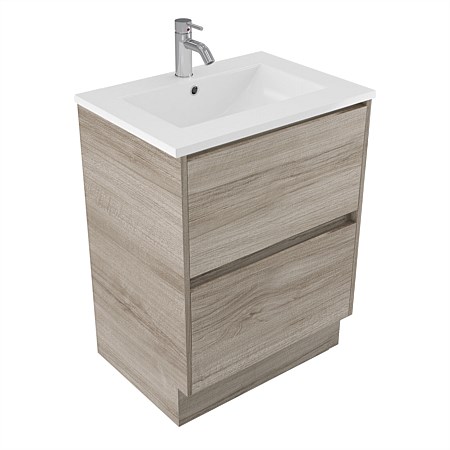 Elementi Sienna 600mm 2 Drawer Vitreous China Vanity Ashen Walnut Timberland