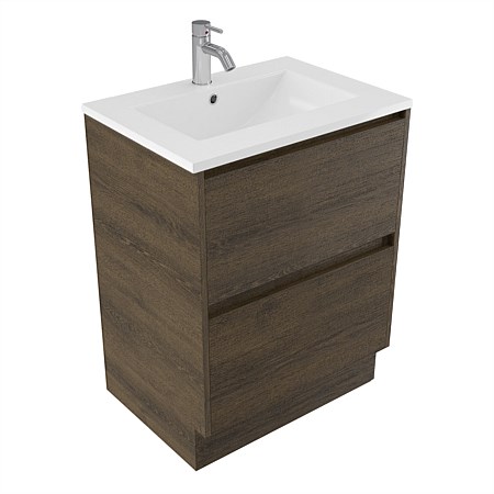 Elementi Sienna 600mm 2 Drawer Vitreous China Vanity Smokey Oak Timberland