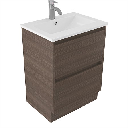 Elementi Sienna 600mm 2 Drawer Vitreous China Vanity Charred Oak