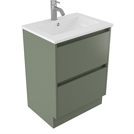 Elementi Sienna 600mm 2 Drawer Vitreous China Vanity Green Slate
